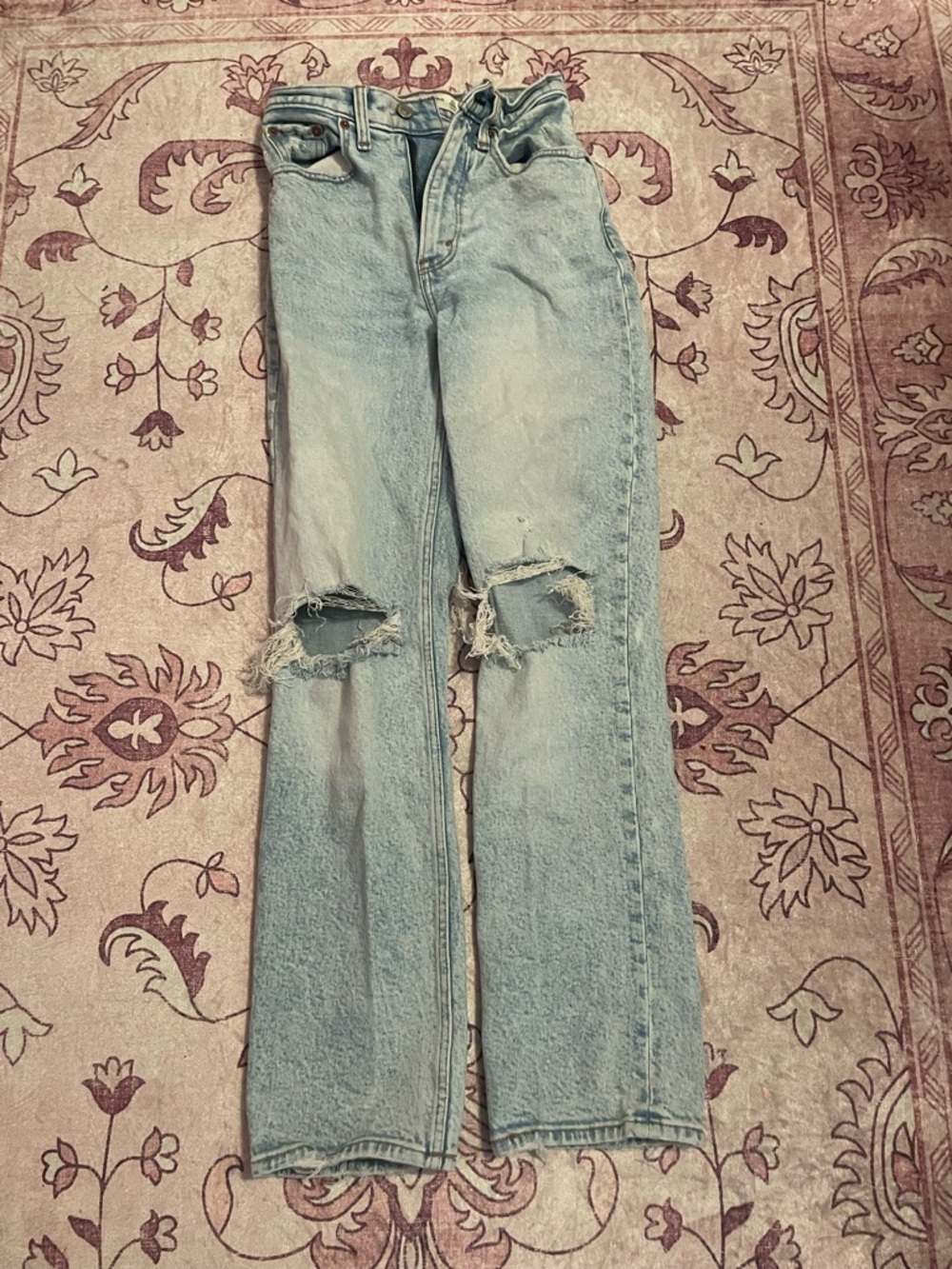 Abercrombie & Fitch Light Blue Straight-Leg Distressed Jeans